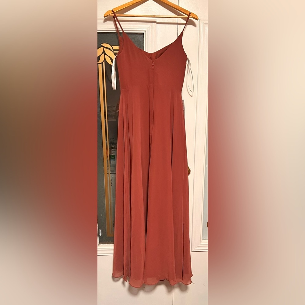 Azazie Orange Maxi Dress Spaghetti Strap Sundress - Picture 7 of 10